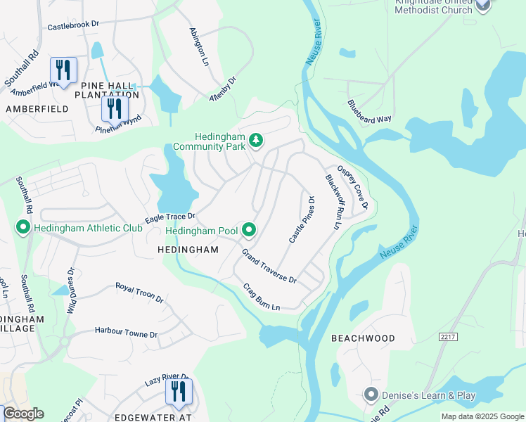 map of restaurants, bars, coffee shops, grocery stores, and more near 2208 Turtle Point Drive in Raleigh