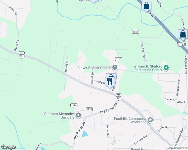 map of restaurants, bars, coffee shops, grocery stores, and more near 3038 Kaley Lane in Granite Falls
