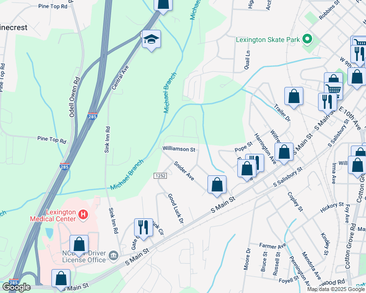 map of restaurants, bars, coffee shops, grocery stores, and more near 310 Williamson Street in Lexington