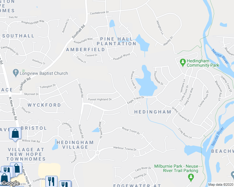 map of restaurants, bars, coffee shops, grocery stores, and more near 2017 Laurel Valley Way in Raleigh