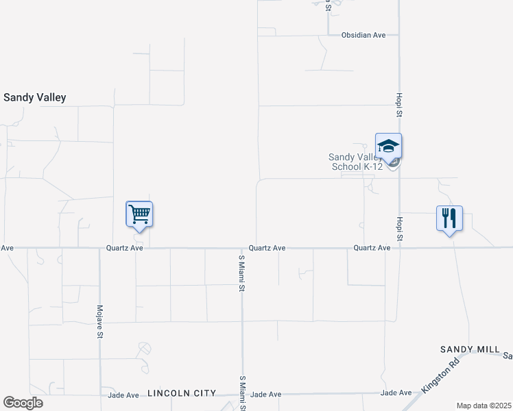 map of restaurants, bars, coffee shops, grocery stores, and more near 26 Miami Street in Sandy Valley