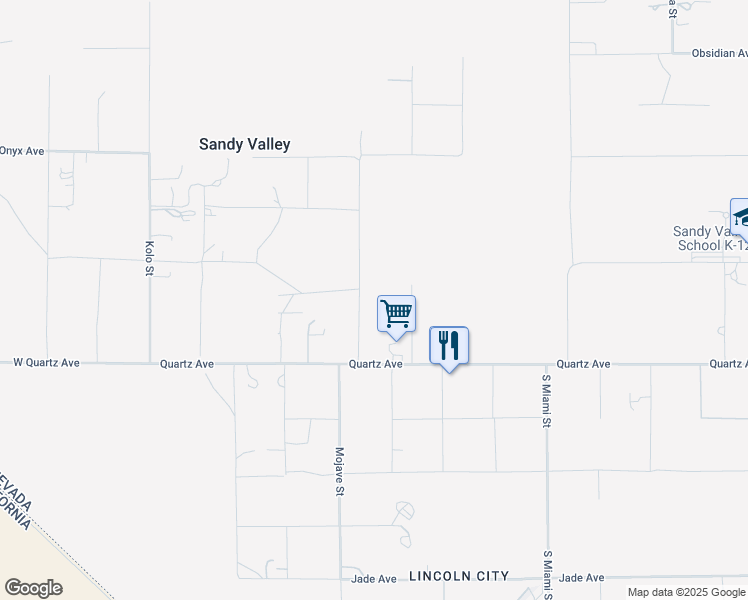 map of restaurants, bars, coffee shops, grocery stores, and more near 120 Mojave Street in Sandy Valley