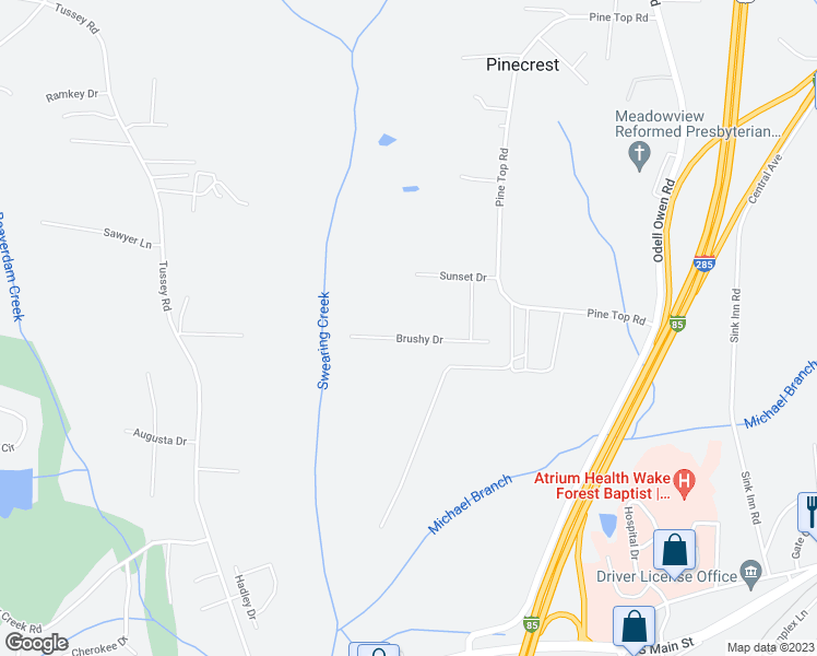 map of restaurants, bars, coffee shops, grocery stores, and more near 236 Brushy Drive in Lexington