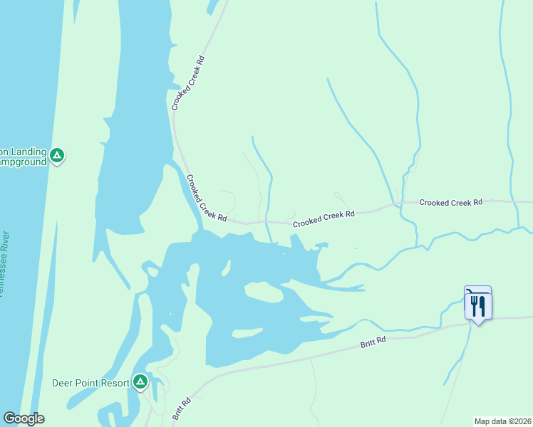 map of restaurants, bars, coffee shops, grocery stores, and more near 11252 Crooked Creek Road in Lobelville