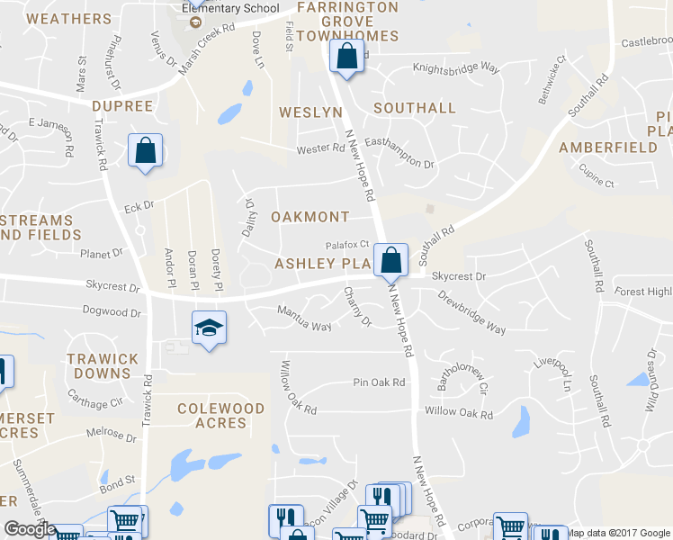 map of restaurants, bars, coffee shops, grocery stores, and more near 4207 Standing Rock Way in Raleigh