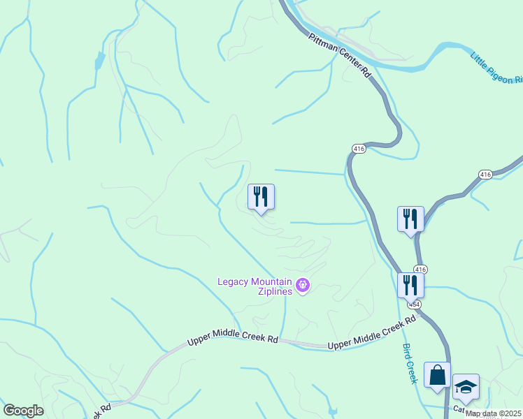 map of restaurants, bars, coffee shops, grocery stores, and more near 2525 Look Afar View Drive in Sevierville