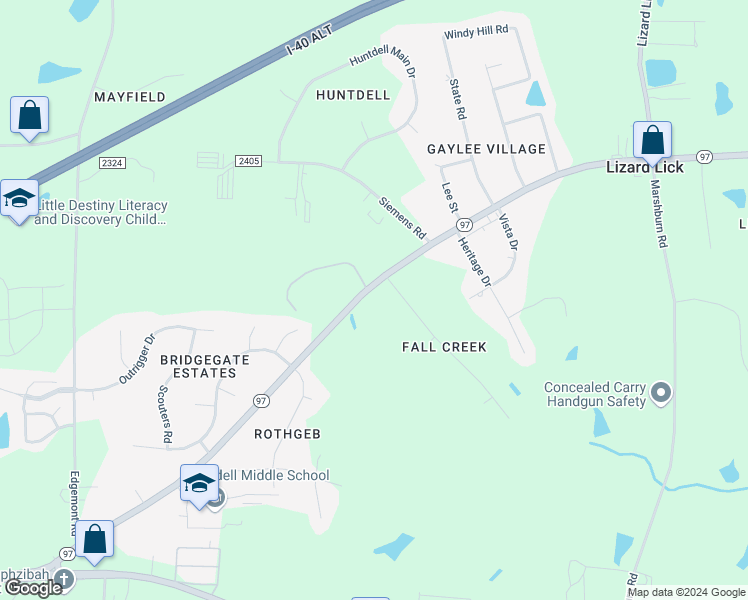 map of restaurants, bars, coffee shops, grocery stores, and more near 2925 Highway 97 in Wendell
