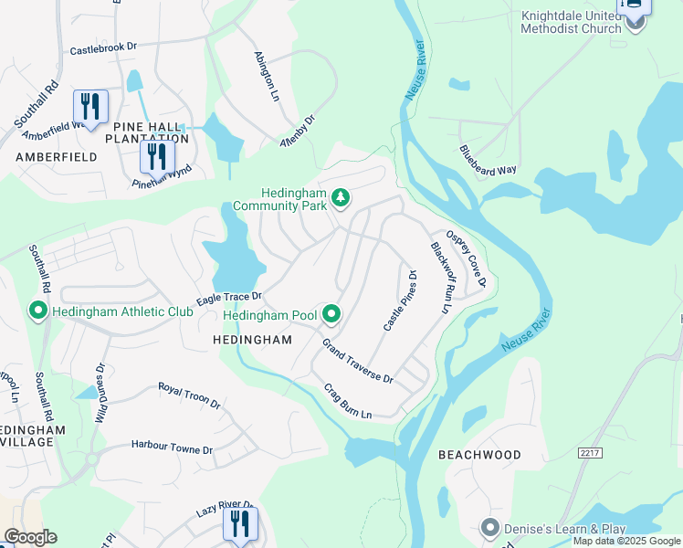 map of restaurants, bars, coffee shops, grocery stores, and more near 2146 Ventana Lane in Raleigh
