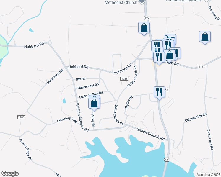 map of restaurants, bars, coffee shops, grocery stores, and more near 357 Northwest Road in Hickory