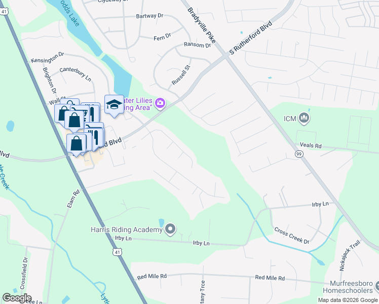 map of restaurants, bars, coffee shops, grocery stores, and more near 1923 Turfland Drive in Murfreesboro