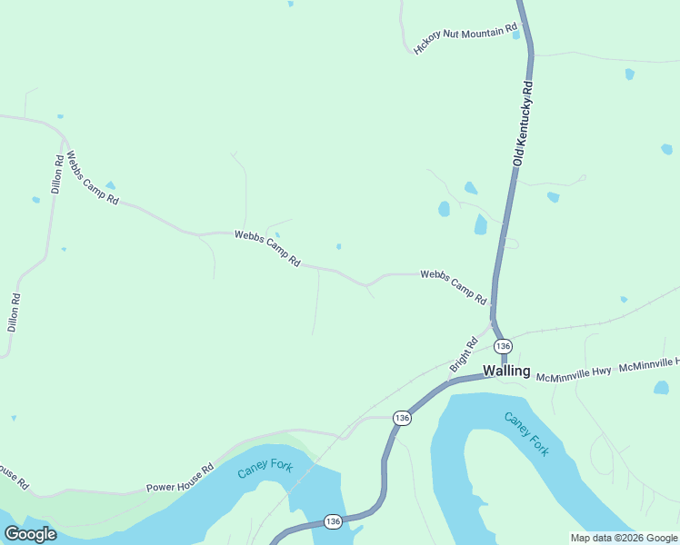 map of restaurants, bars, coffee shops, grocery stores, and more near 527 Webbs Camp Road in Walling