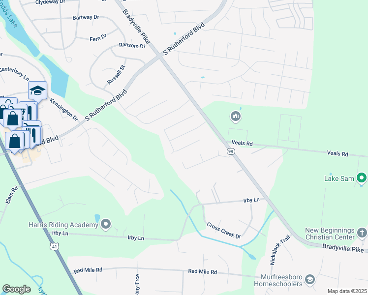 map of restaurants, bars, coffee shops, grocery stores, and more near 2327 Tortuga Court in Murfreesboro