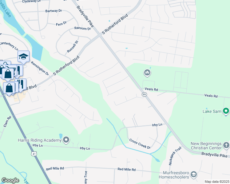 map of restaurants, bars, coffee shops, grocery stores, and more near 2327 Tortuga Court in Murfreesboro