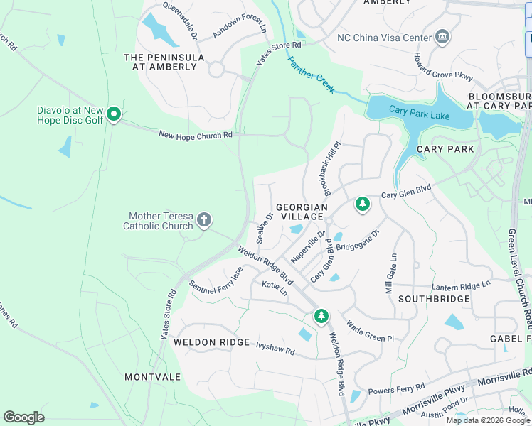 map of restaurants, bars, coffee shops, grocery stores, and more near 630 Sealine Drive in Cary