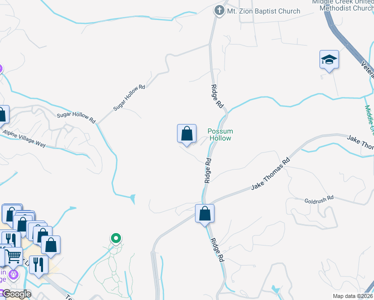 map of restaurants, bars, coffee shops, grocery stores, and more near 3049 Ridge Top Resort Way in Pigeon Forge