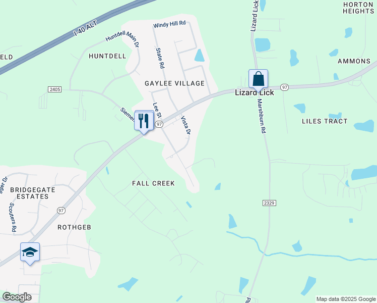 map of restaurants, bars, coffee shops, grocery stores, and more near 1504 Vista Drive in Wendell