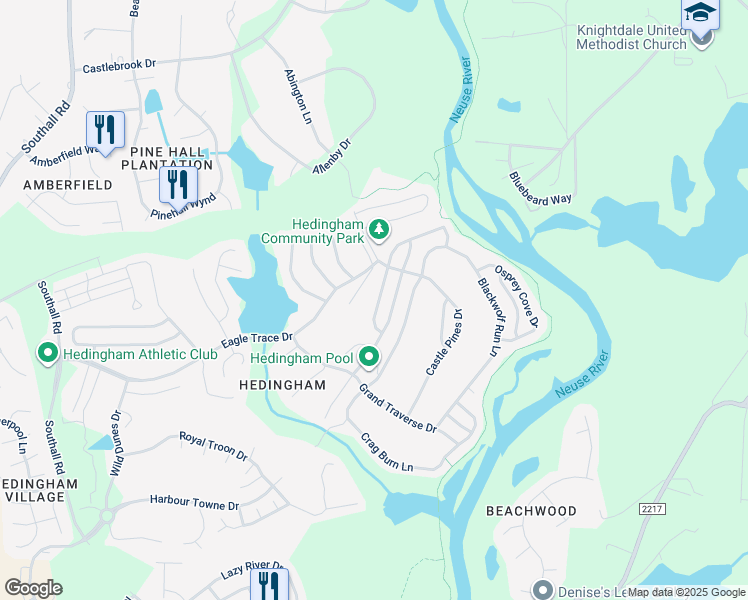 map of restaurants, bars, coffee shops, grocery stores, and more near 2169 Ventana Lane in Raleigh