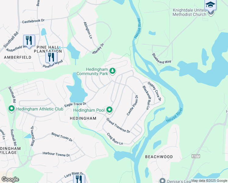 map of restaurants, bars, coffee shops, grocery stores, and more near 2184 Ventana Lane in Raleigh