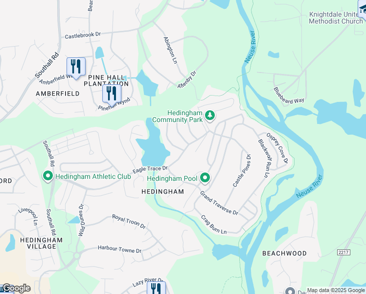 map of restaurants, bars, coffee shops, grocery stores, and more near 2000 Thornblade Dr in Raleigh