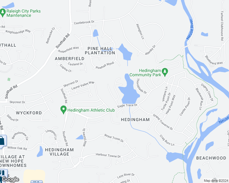 map of restaurants, bars, coffee shops, grocery stores, and more near 2025 Shadow Creek Drive in Raleigh