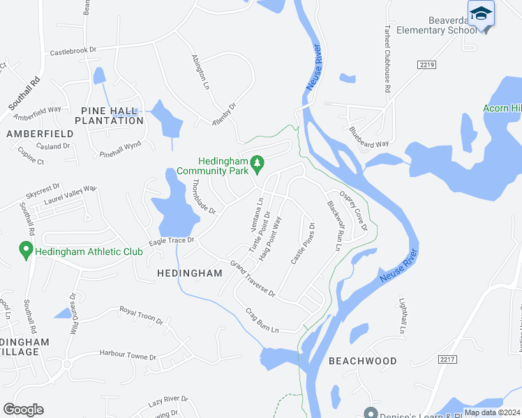 map of restaurants, bars, coffee shops, grocery stores, and more near 2204 Ventana Lane in Raleigh