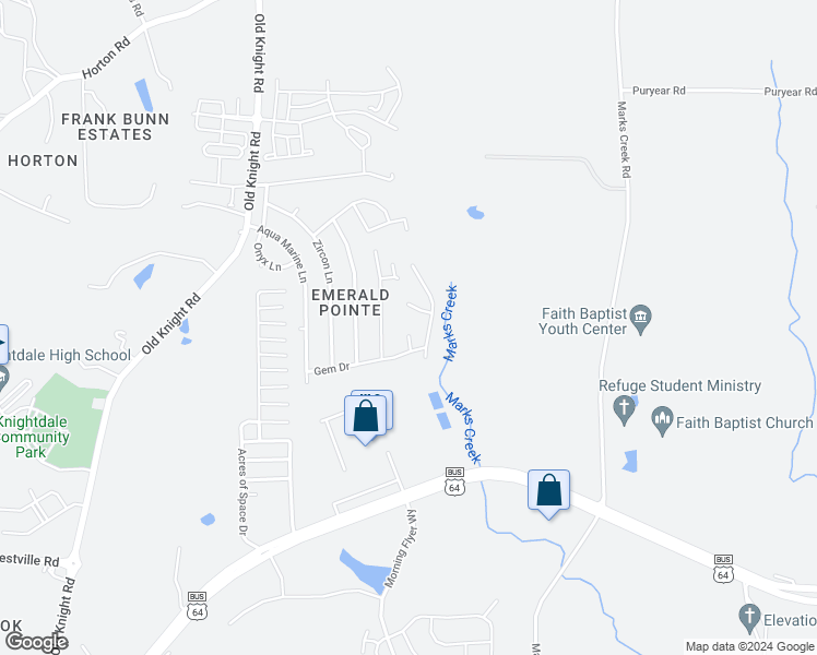 map of restaurants, bars, coffee shops, grocery stores, and more near 110 Karat Court in Knightdale