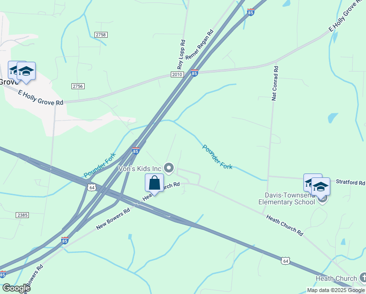 map of restaurants, bars, coffee shops, grocery stores, and more near 227 Hillie Byerly Lane in Lexington