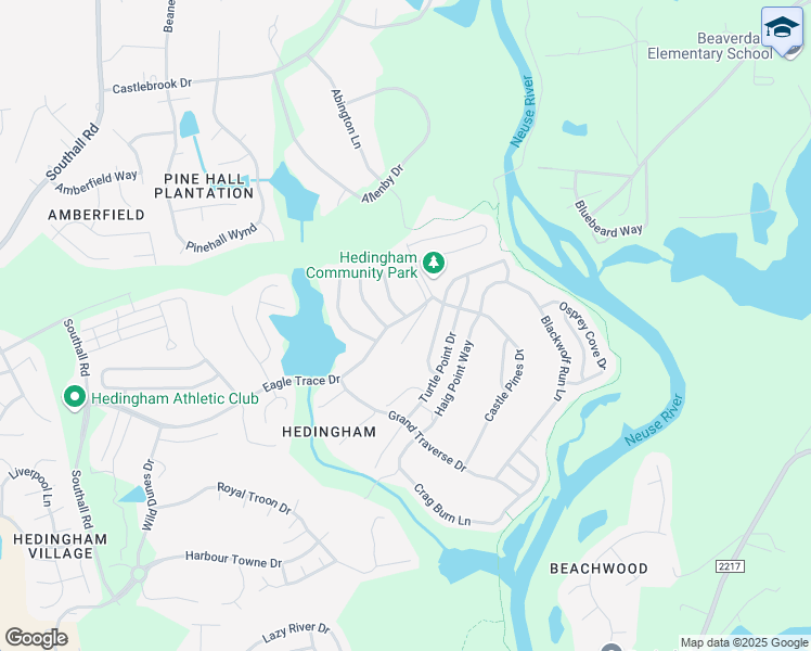 map of restaurants, bars, coffee shops, grocery stores, and more near 5338 Eagle Trace Drive in Raleigh