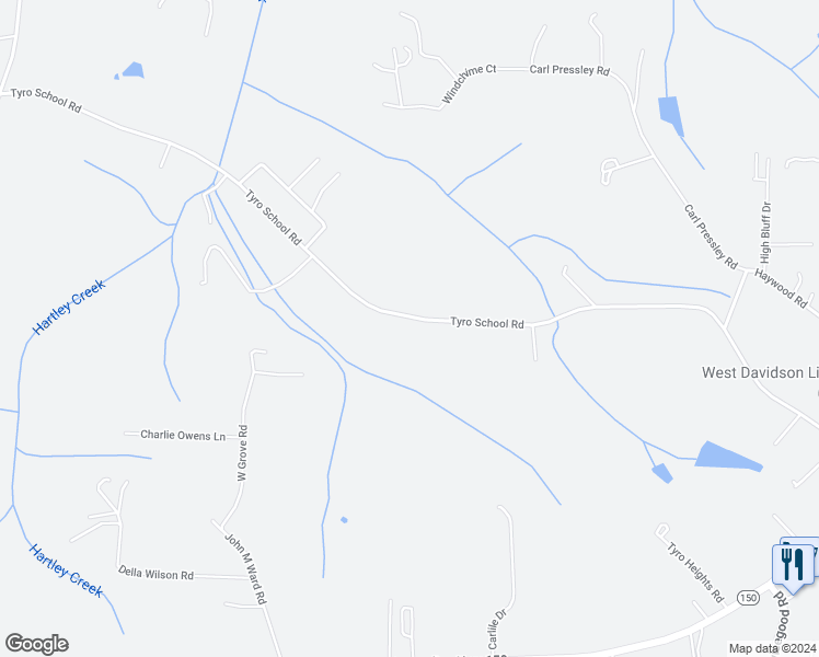 map of restaurants, bars, coffee shops, grocery stores, and more near 1307 Tyro School Road in Lexington