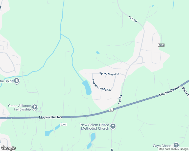 map of restaurants, bars, coffee shops, grocery stores, and more near 177 Spring Forest Drive in Statesville