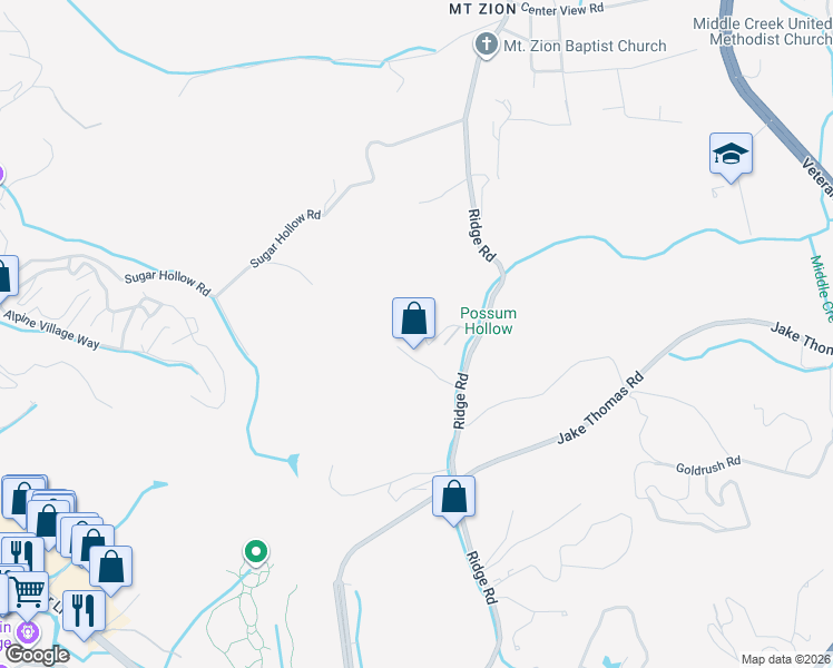 map of restaurants, bars, coffee shops, grocery stores, and more near 3049 Ridge Top Resort Way in Pigeon Forge