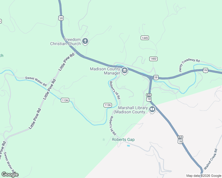 map of restaurants, bars, coffee shops, grocery stores, and more near 335 Dry Branch Road in Marshall