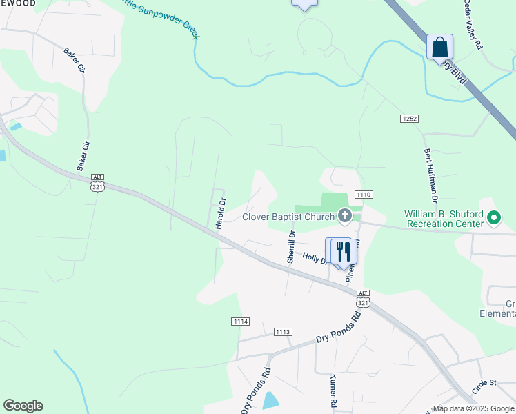 map of restaurants, bars, coffee shops, grocery stores, and more near 2961 Pibbs Lane in Granite Falls