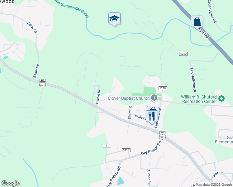 map of restaurants, bars, coffee shops, grocery stores, and more near 2961 Pibbs Lane in Granite Falls