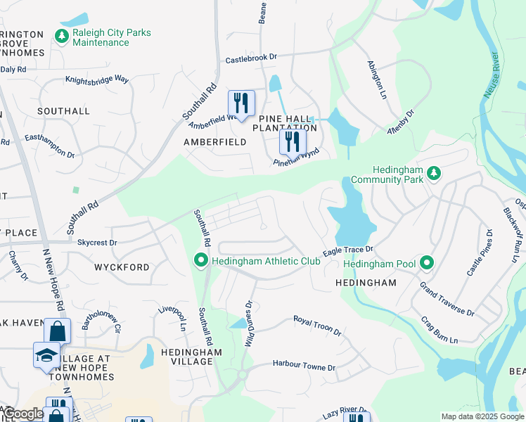 map of restaurants, bars, coffee shops, grocery stores, and more near 2221 Laurel Valley Way in Raleigh