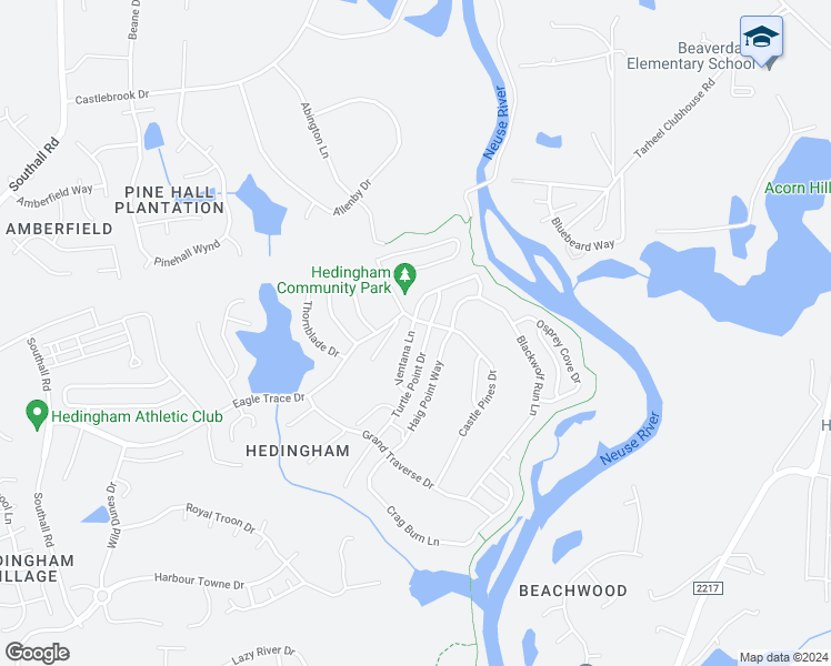 map of restaurants, bars, coffee shops, grocery stores, and more near 2232 Ventana Lane in Raleigh