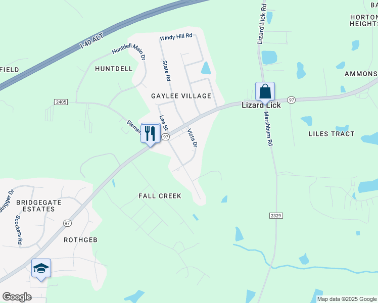 map of restaurants, bars, coffee shops, grocery stores, and more near 1504 Vista Drive in Wendell