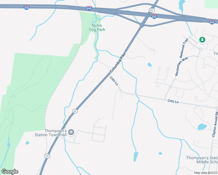 map of restaurants, bars, coffee shops, grocery stores, and more near 4584 Columbia Pike in Thompson's Station
