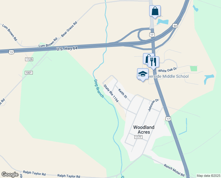 map of restaurants, bars, coffee shops, grocery stores, and more near 1040 Boyce Street in Williamston