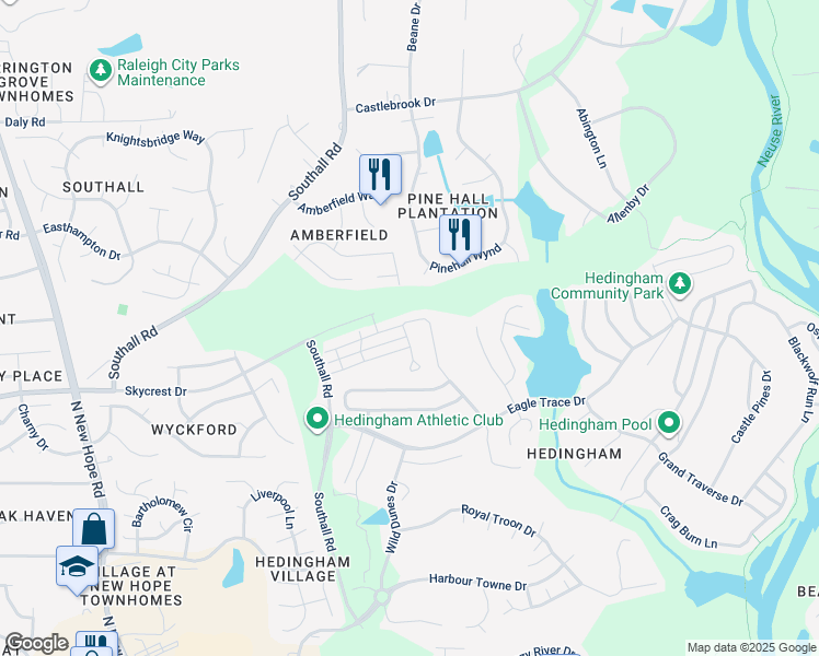 map of restaurants, bars, coffee shops, grocery stores, and more near 2738 Burgundy Star Drive in Raleigh