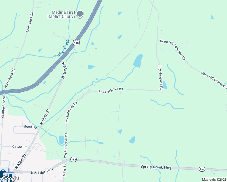 map of restaurants, bars, coffee shops, grocery stores, and more near 85 Roy Hargrove Road in Medina