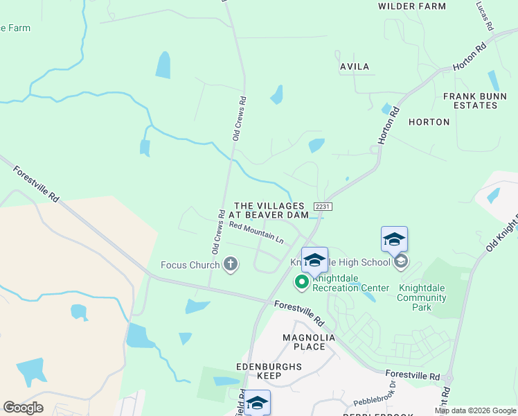 map of restaurants, bars, coffee shops, grocery stores, and more near 611 Hope Valley Road in Knightdale