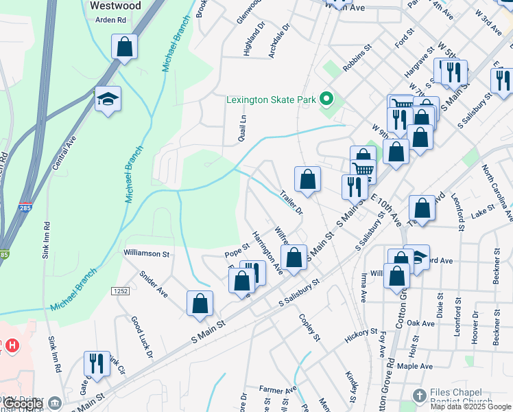map of restaurants, bars, coffee shops, grocery stores, and more near 335 Wilfred Avenue in Lexington