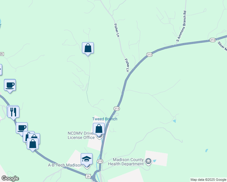 map of restaurants, bars, coffee shops, grocery stores, and more near 2161 North Carolina 213 in Marshall