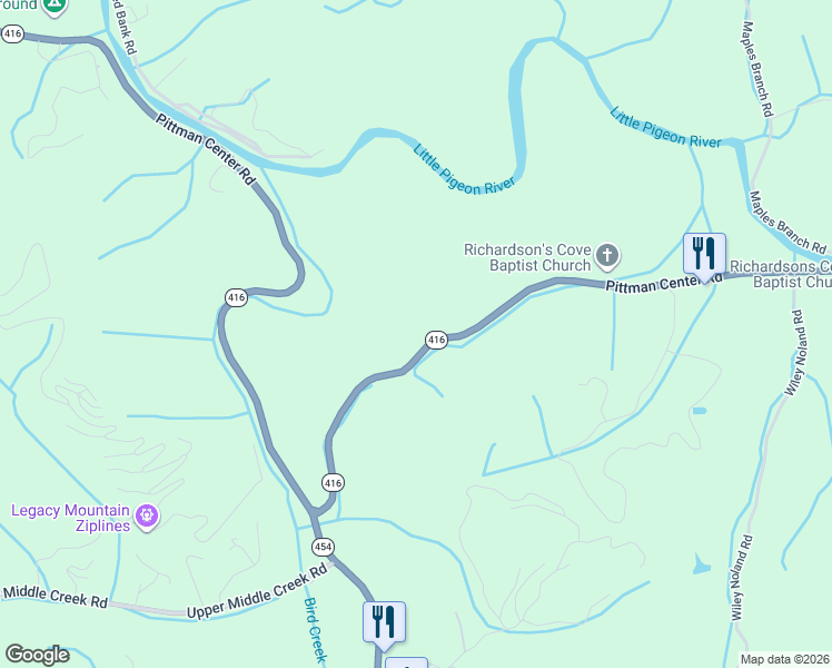 map of restaurants, bars, coffee shops, grocery stores, and more near 3014 Pittman Center Road in Pigeon Forge