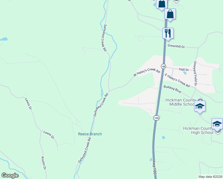 map of restaurants, bars, coffee shops, grocery stores, and more near 1329 West Haley's Creek Road in Centerville