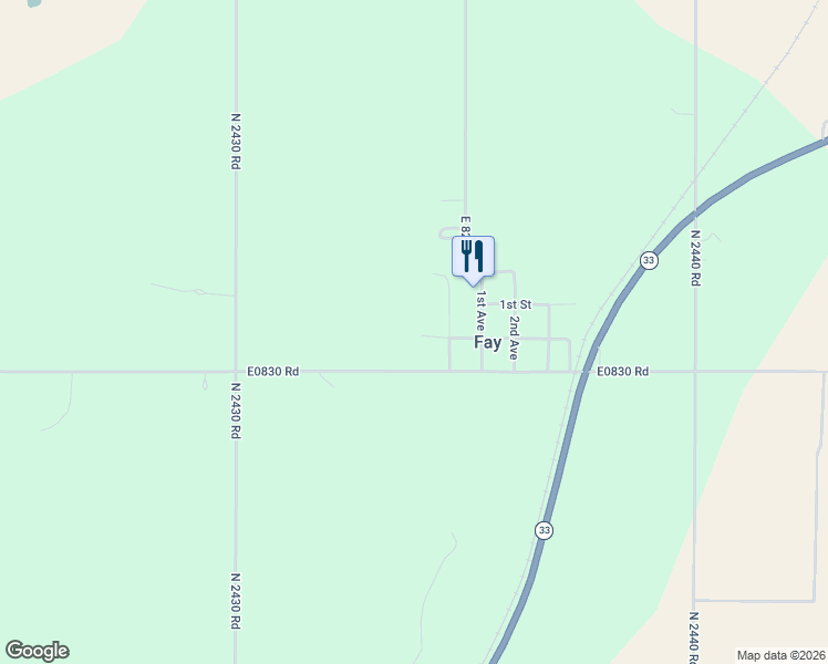 map of restaurants, bars, coffee shops, grocery stores, and more near 243391 West Main Street in Fay