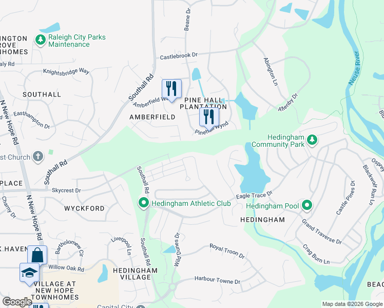 map of restaurants, bars, coffee shops, grocery stores, and more near 2320 Laurel Valley Way in Raleigh