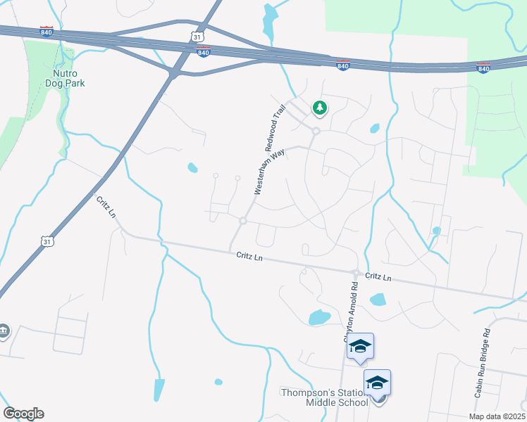 map of restaurants, bars, coffee shops, grocery stores, and more near 2211 Chantry Place Lane in Thompson's Station