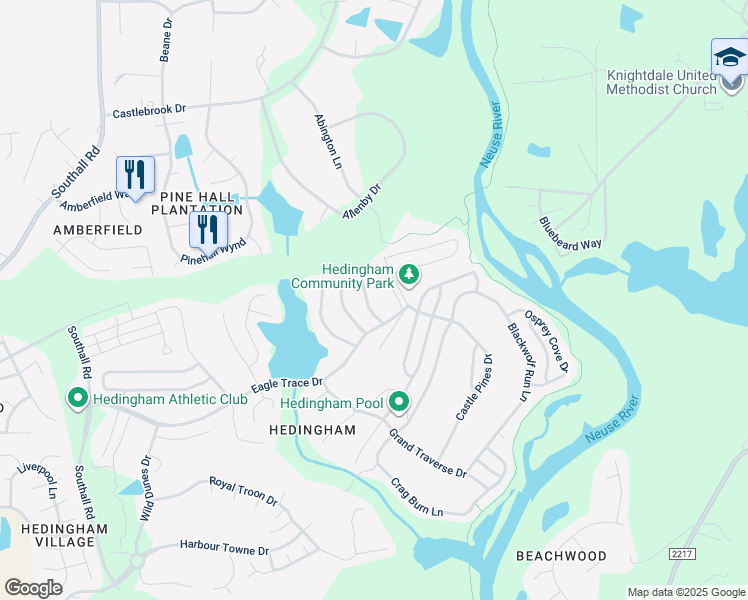 map of restaurants, bars, coffee shops, grocery stores, and more near 2056 Persimmon Ridge Drive in Raleigh